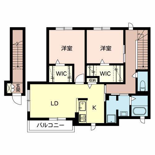 ラフィーネIV番館(2LDK/2階)の間取り写真