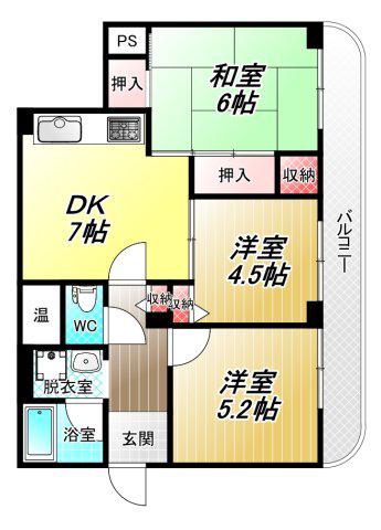 シャルム小阪壱番館(3DK/3階)の間取り写真