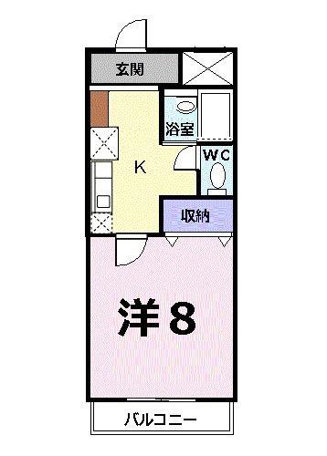 シャンドフレーズ(1K/2階)の間取り写真