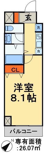 カーサ松戸(1K/5階)の間取り写真