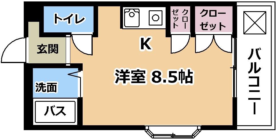 グランドハイツ柴原 D棟(ワンルーム/1階)の間取り写真