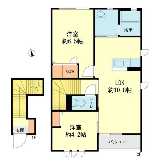 シャーメゾン御所ノ内(2LDK/2階)の間取り写真