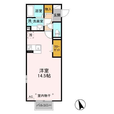MODISHII(ワンルーム/2階)の間取り写真