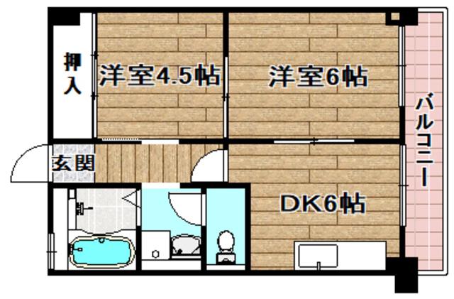 マンションサンプラザI(2DK/1階)の間取り写真