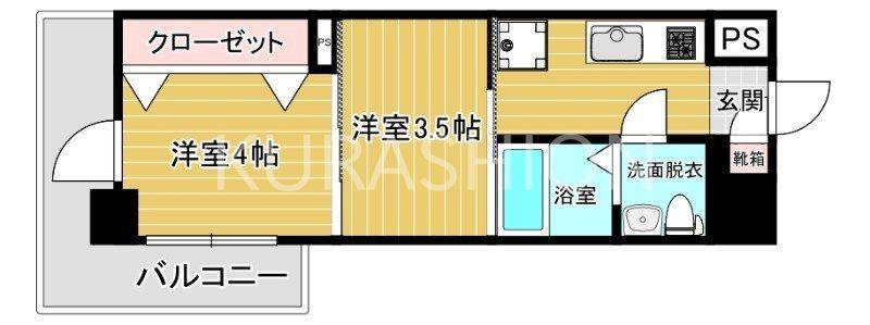 リファレンス博多駅前(2K/6階)の間取り写真