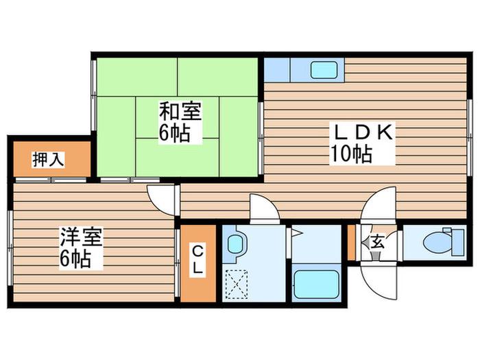 コーポ山崎(2LDK/2階)の間取り写真