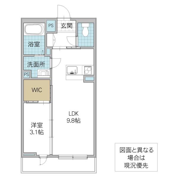 グランフェルス神崎(1LDK/1階)の間取り写真