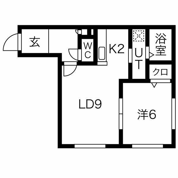 AKT月寒中央(1LDK/2階)の間取り写真
