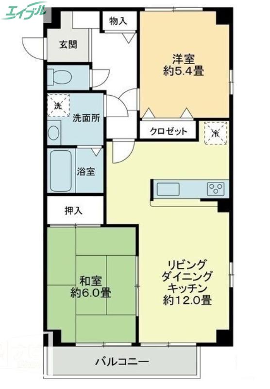 カンフォタブル(2LDK/2階)の間取り写真
