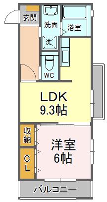 パールコート中田(1LDK/1階)の間取り写真
