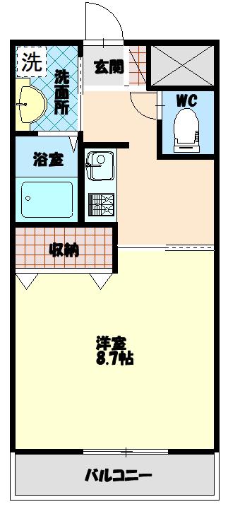 ネストかちどき橋(1K/1階)の間取り写真