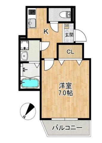 ALEGRIA姫路東(1K/3階)の間取り写真