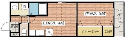 フジパレス カルディアA棟・B棟(1LDK/3階)の間取り写真