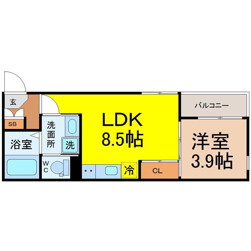 ハーモニーテラス瀬古(1LDK/3階)の間取り写真