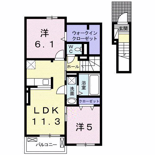 オリーブハウスA(2LDK/2階)の間取り写真