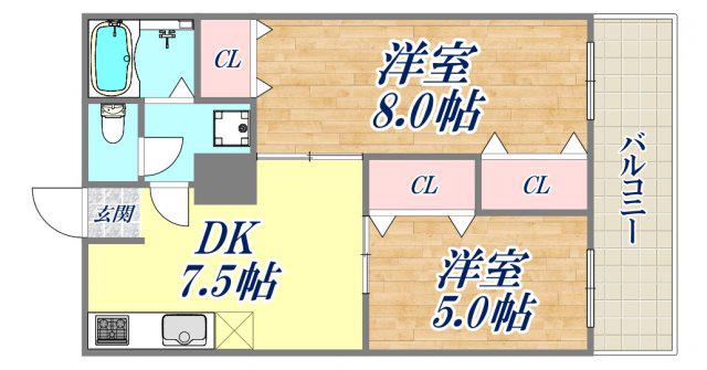 玉屋マンション(2DK/6階)の間取り写真