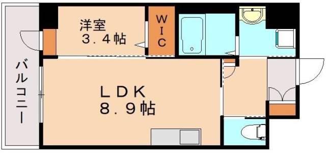 GRANDEUR HAKATA(1LDK/3階)の間取り写真