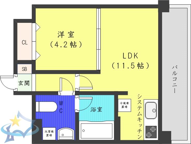 LEONE中島公園(1LDK/10階)の間取り写真