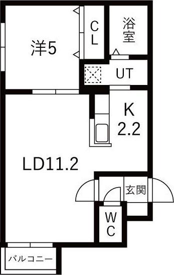 CREA ノース15A(1LDK/2階)の間取り写真