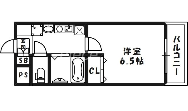 ブランシェ天満(1K/6階)の間取り写真