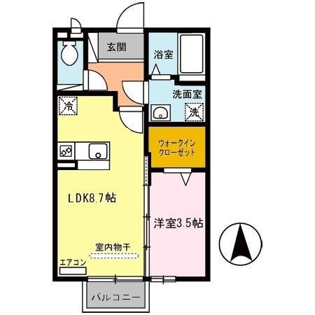 グランディールII(1LDK/2階)の間取り写真