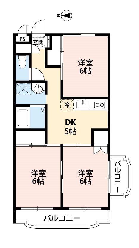 キャンベル30(3DK/1階)の間取り写真