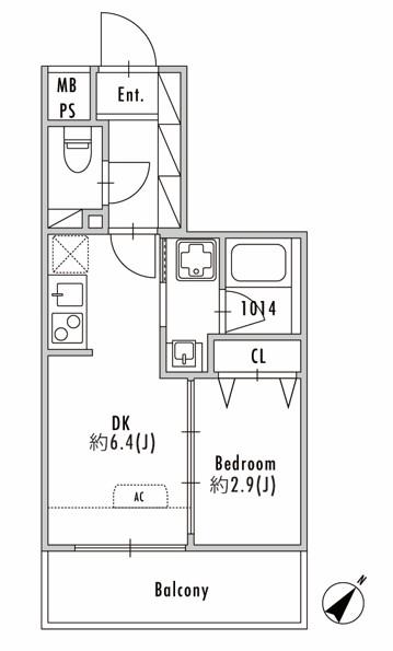 GRANPASEO押上II(1DK/6階)の間取り写真