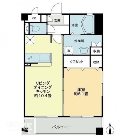 フィネス下中野(1LDK/2階)の間取り写真