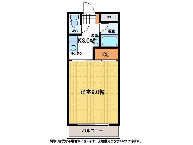 ビクトリーハイツ新港(1K/2階)の間取り写真