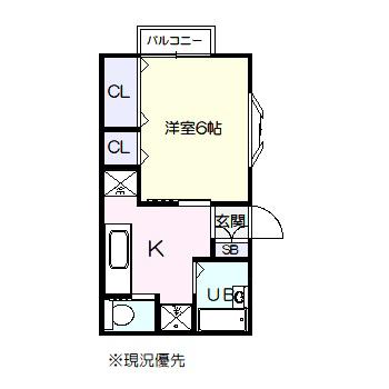 シャトル加茂(1DK/2階)の間取り写真