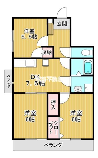 ハヤシビル(3DK/7階)の間取り写真