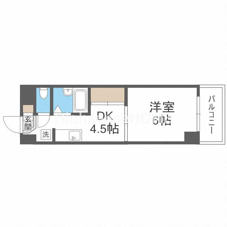リブレ城北(1DK/4階)の間取り写真