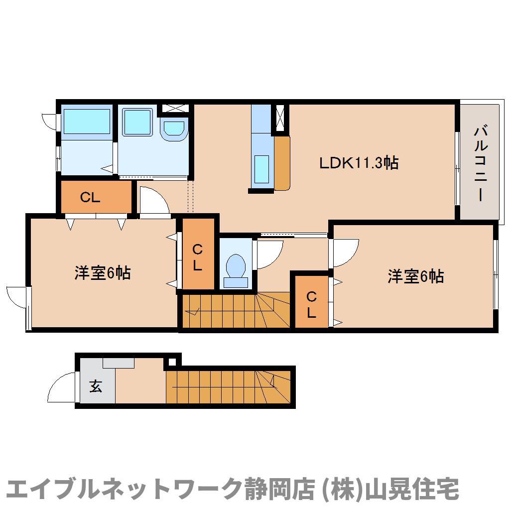 カーサ・ルーチェ(2LDK/2階)の間取り写真