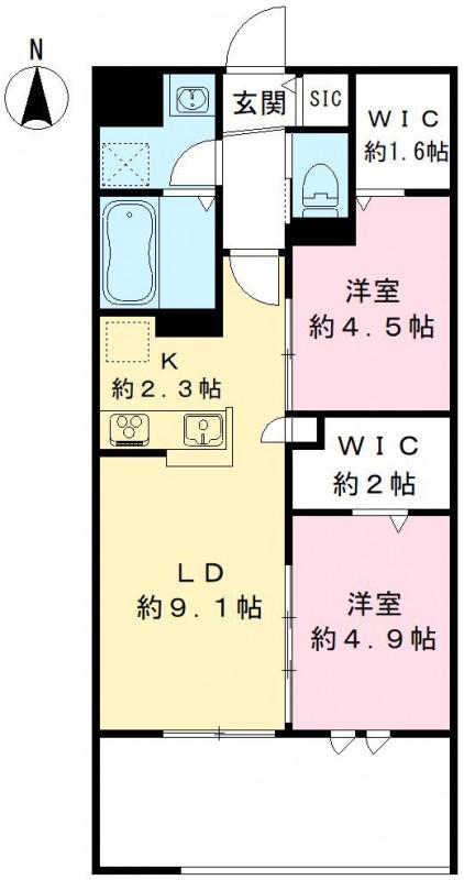 芝弥生レジデンス(2LDK/3階)の間取り写真