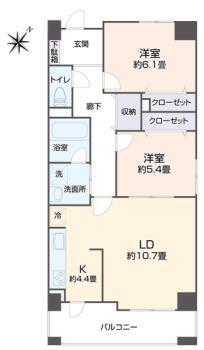 旭ビル21(2LDK/7階)の間取り写真