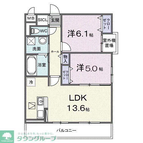 コスモステラス ウエスト(2LDK/1階)の間取り写真