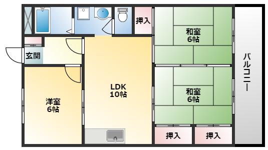 オーロラハイツ(3LDK/2階)の間取り写真