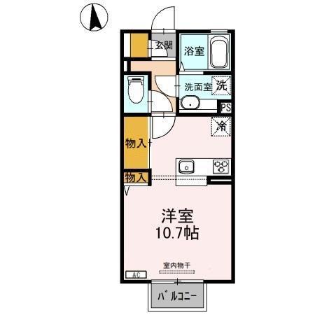 グローリア C(ワンルーム/2階)の間取り写真