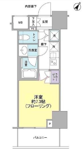 ドレッセ目黒大橋プレヴィ(1K/4階)の間取り写真