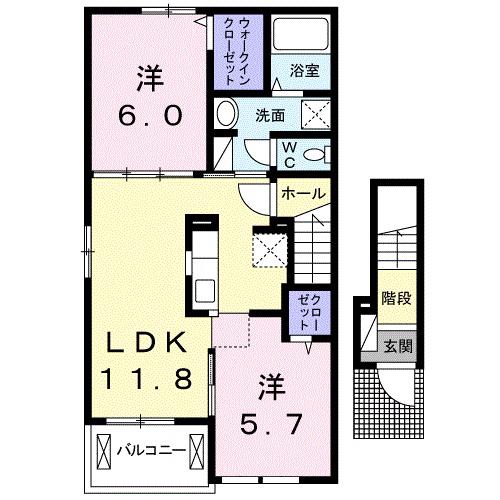スターハート(2LDK/2階)の間取り写真