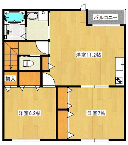 JR舞鶴線 東舞鶴駅 徒歩4分 2階建 築9年(2LDK/2階)の間取り写真