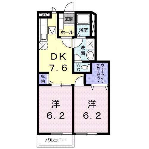 エレガントハイム岩松北(2DK/2階)の間取り写真