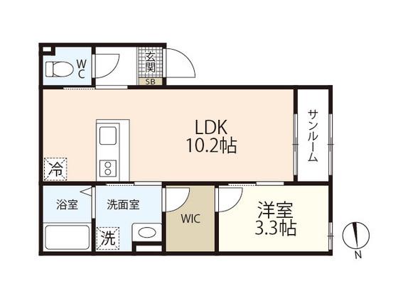REGALE NANOKAICHI(1LDK/1階)の間取り写真
