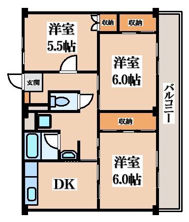 ビレッジハウス草部(3DK/4階)の間取り写真