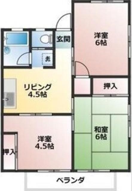 秋山ハイツ3号棟(3DK/1階)の間取り写真