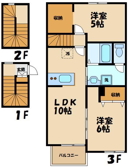 コリーヌ梶ヶ谷(2LDK/1階)の間取り写真
