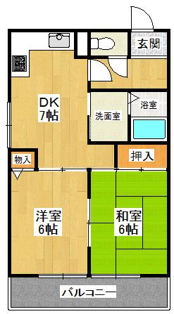 コスモハイツ(2DK/1階)の間取り写真