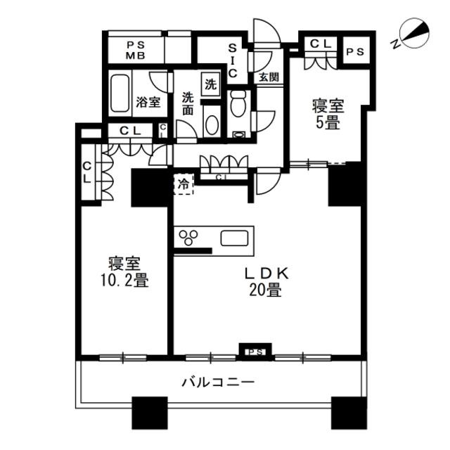 ザ・パークハウス西新宿タワー60(2LDK/40階)の間取り写真