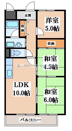 コーポおくだ(3LDK/2階)の間取り写真