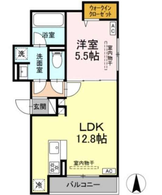 ブリューエン河原口(1LDK/2階)の間取り写真